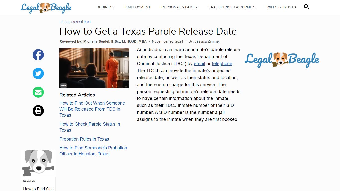 How to Get a Texas Parole Release Date | Legal Beagle